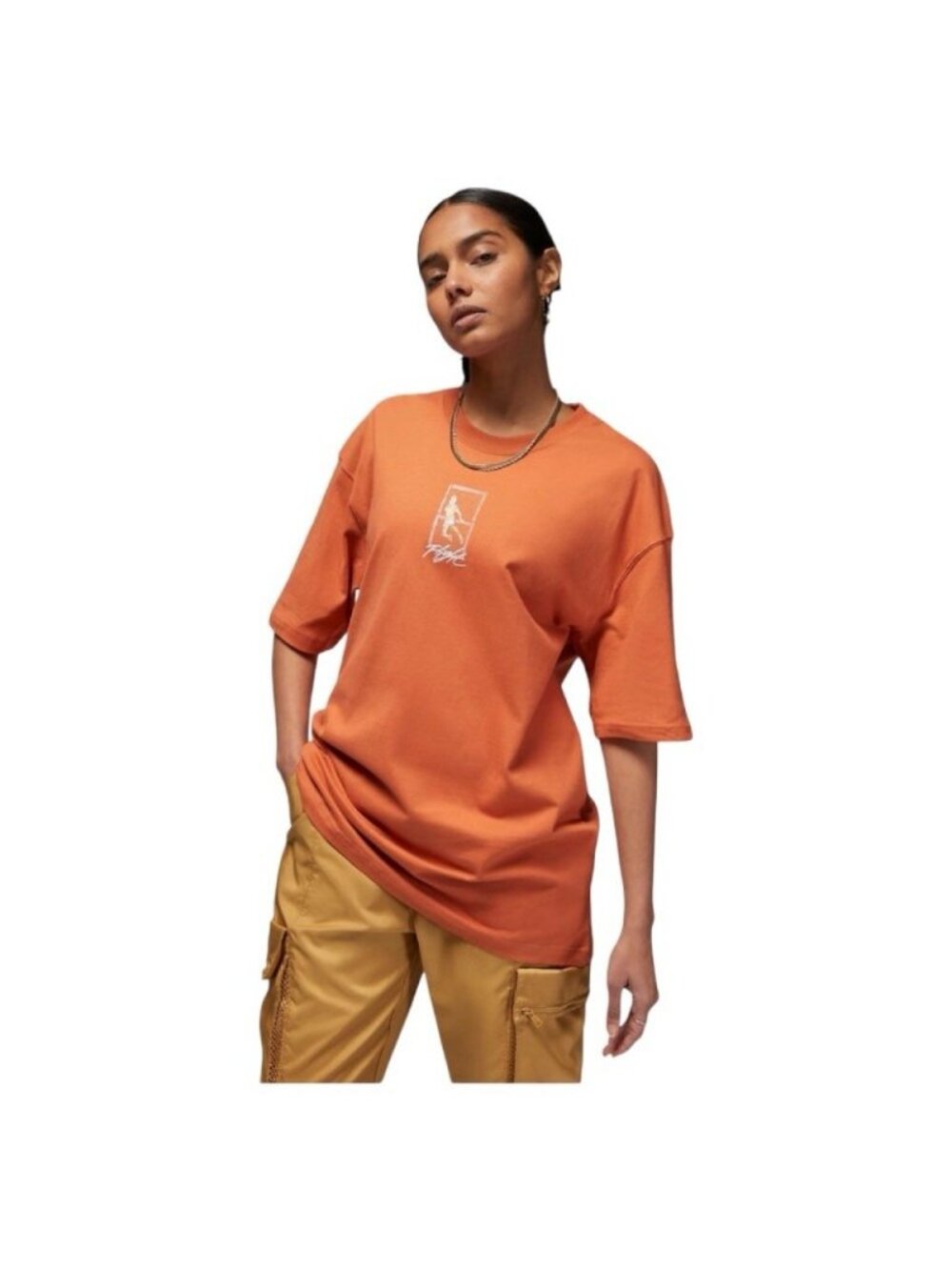 Jordan Flight Women'S T-Shirt 'Light Sienna' Oversized Fit Dx0428-812 Size XL
